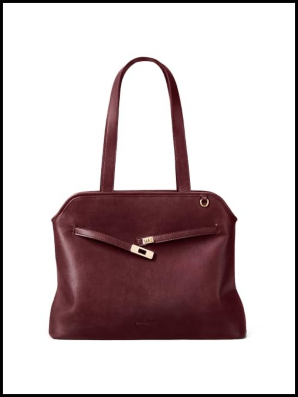 Vegan Leather Work Tote Bag with 14" Laptop Compartment and Turn-Lock Closure
